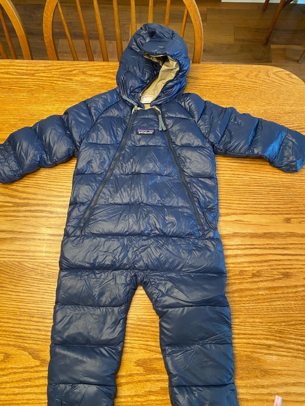 Patagonia Navy Kids Hooded Puffer Bunting